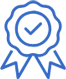 Icon of a circular award ribbon with a checkmark, representing guaranteed quality or certified service.