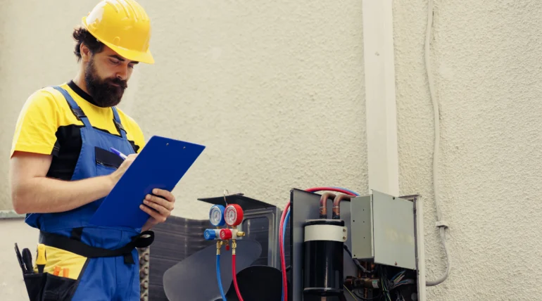 Berks Plumbing and HVAC Specialist Exmining the HVAC System