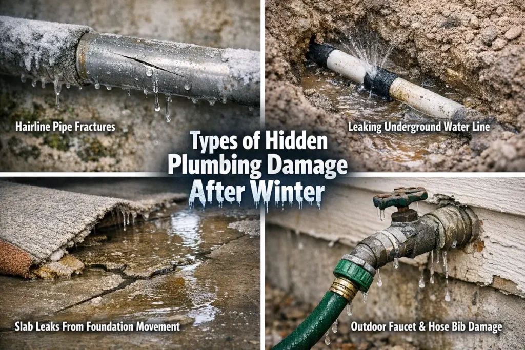 Types of hidden plumbing damage after winter