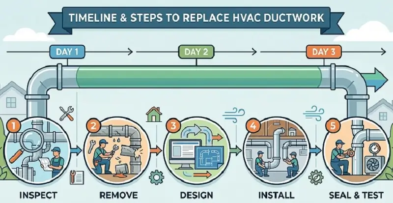 Steps and Timeline to Replace HVAC ductwork