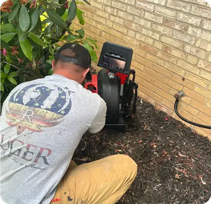 Professional drain inspection using camera equipment for sewer line diagnostics