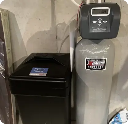 Whole house water softener system installed for hard water treatment