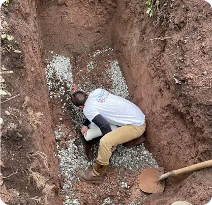 Berks Plumbing & HVAC Specialist technician working on underground water or sewer line installation