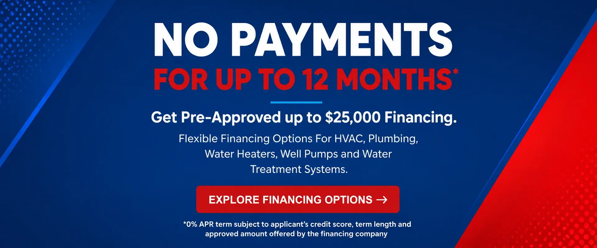 Financing on plumbing and HVAC services