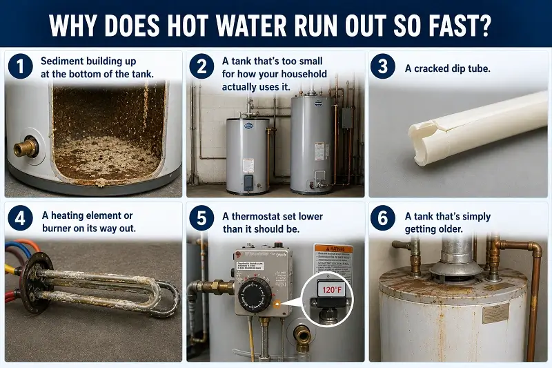 what causes hot water to run out so fast