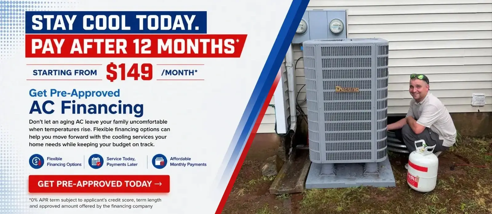 Air conditioning financing options starting from $149 available through Berks Plumbing & HVAC Specialist